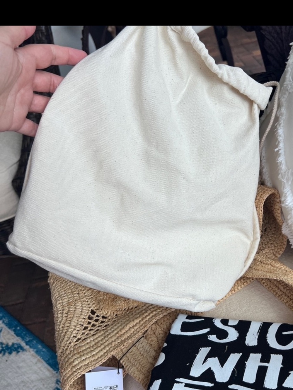 KURT GEIGER Raffia Evil Eye Basket tote beige natural NWT - Picture 12 of 17